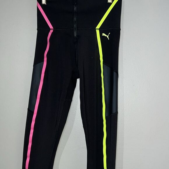 Puma Train Bonded High Waist Zip Womens Training Tights Black Gym Workout Ladies - Picture 4 of 8